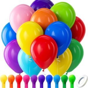 Rainbow Latex Balloons, 100 Pack 12 inch Round Helium Bright Color Balloons for Birthday Bridal Shower Wedding Party Decorations